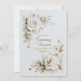 Elegant Broderad Ros Bröllop Inbjudningar