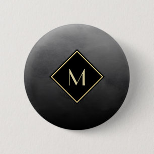 Elegant Brödsvart med enkelt Guld-monogram Knapp