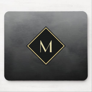 Elegant Brödsvart med enkelt Guld-monogram Musmatta