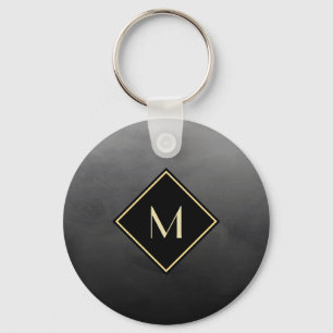Elegant Brödsvart med enkelt Guld-monogram Nyckelring