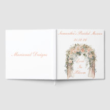 Elegant bröllagsgästbok med blommande päron