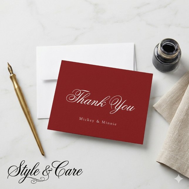 Elegant bröllom tackkort med klassisk stil anteckningskort (Elegant Wedding Thank You Card with Classic Style)