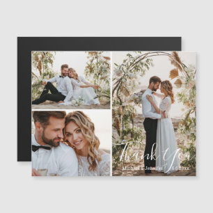 elegant bröllop 3-fotokollage tack för magnet