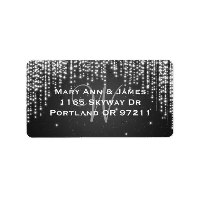 Elegant bröllop Adress Nattdyazzle Black Adressetikett (Framsidan)
