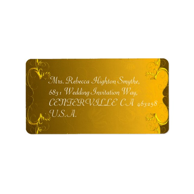 Elegant Bröllop Adressetiketterna Guld Adressetikett (Framsidan)