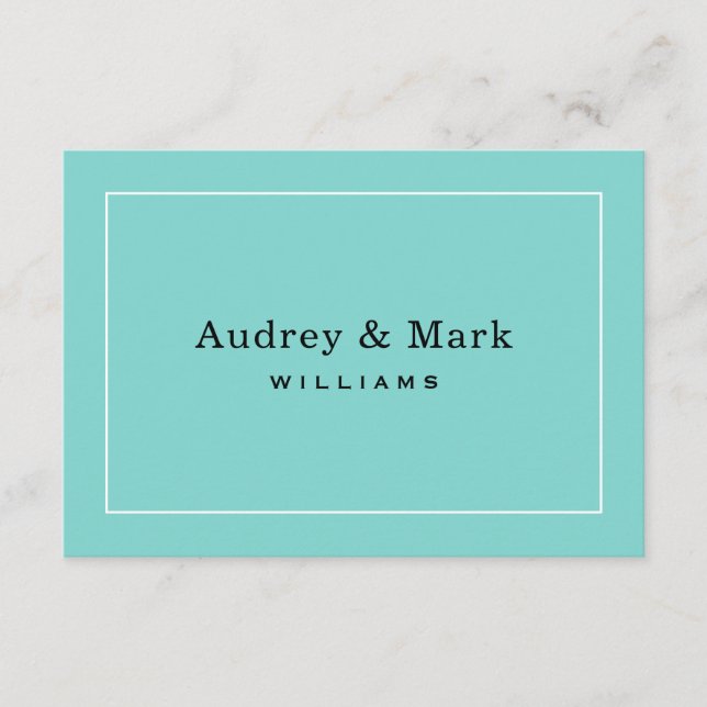 Elegant bröllop Aqua Blue och Black Monogram Tack Kort (Framsida)