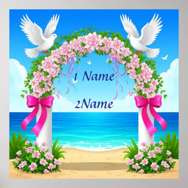 Elegant bröllop Arch med Doves Poster (Framsidan)