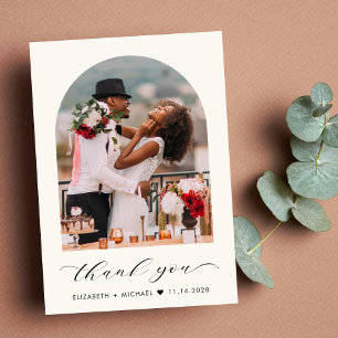 Elegant bröllop Arched Photo Cream Tack Kort