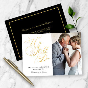 Elegant Bröllop-årsdagen för guldfärgen Vow Renewa Inbjudningar
