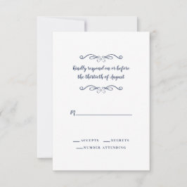 Elegant Bröllop Blå Vit Klassisk Minimalistisk OSA Kort