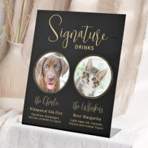 Elegant bröllop Black Guld Pet Namnteckning drycke