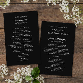 Elegant bröllop Black Modern Ceremony-program