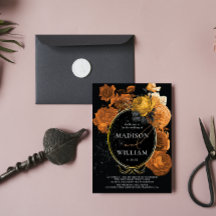 Elegant bröllop Black Orange Blommigt