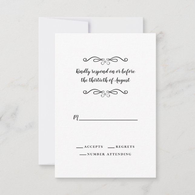 Elegant bröllop Black White Classialist Minimalist OSA Kort (Framsida)