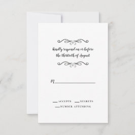 Elegant bröllop Black White Classialist Minimalist OSA Kort