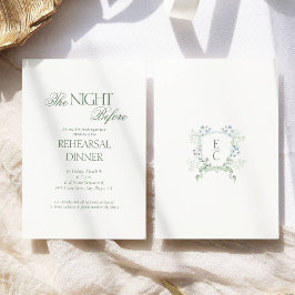 Elegant bröllop Blommigt Monogram Rehearsal Middag Tilläggskort