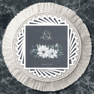 Elegant bröllop Blommigt Teal Pappersservett