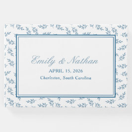 Elegant bröllop Blue Garden Mönster Personlig Gästböcker