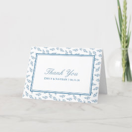 Elegant bröllop Blue Garden Mönster Personlig Tack Kort