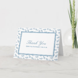 Elegant bröllop Blue Garden Mönster Personlig Tack Kort