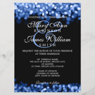 Elegant bröllop Blue Ljus Inbjudningar