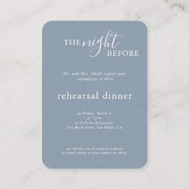 Elegant bröllop Blue Monogram Rehearsal Middag Tilläggskort