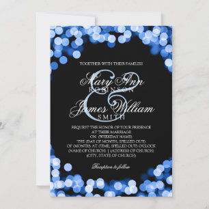 Elegant bröllop Blue Sparkly Ljus Inbjudningar