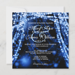 elegant bröllop Blue String Ljus Inbjudningar