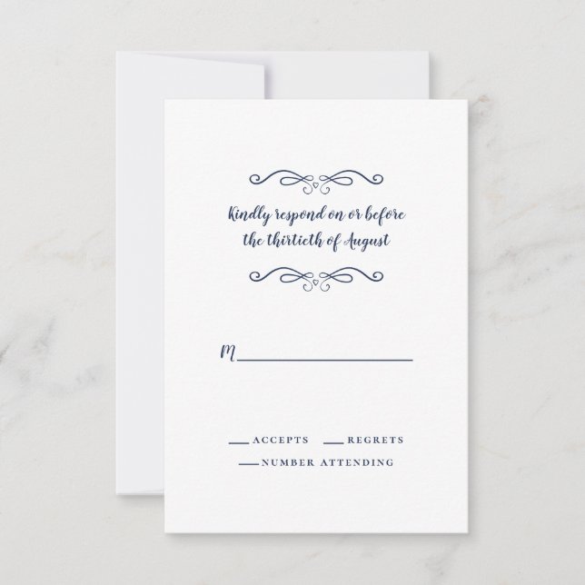 Elegant bröllop Blue White Classialist Minimalist OSA Kort (Framsida)