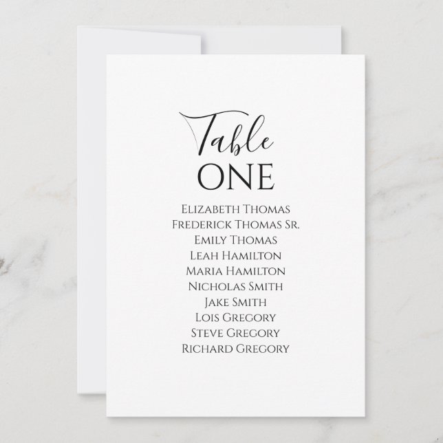 Elegant bröllop Bordsnummer Calligraphy-skript (Framsida)