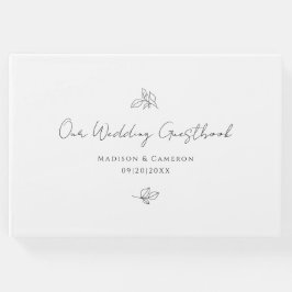 Elegant bröllop Botanical Lövs Black & White Gästböcker