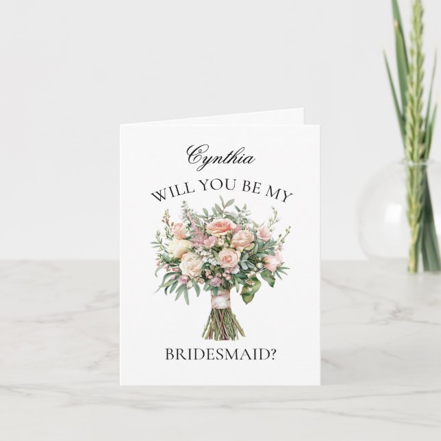 Elegant bröllop Bouquet Bridesmaid Frieri Inbjudan (Framsida)