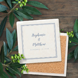 Elegant bröllop Bride & Groom Anpassningsbar Blue  Stenunderlägg