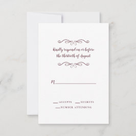 Elegant bröllop Burgundy klassisk minimalistisk OS OSA Kort