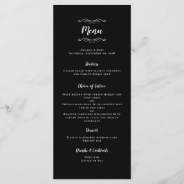 Elegant bröllop Calligraphy Black & White Dinner Meny