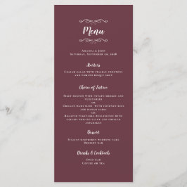 Elegant bröllop Calligraphy Burgandy Dinner Menu Meny