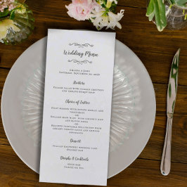 Elegant bröllop Calligraphy Grått White Dinner Chi Meny