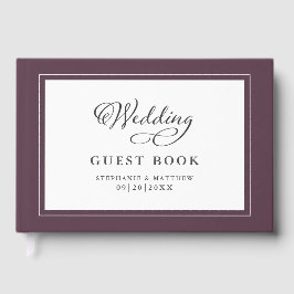 Elegant bröllop Calligraphy Guestbook Lila Vin Gästböcker