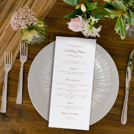 Elegant bröllop Calligraphy Ro Guld Rosa Dinner Meny