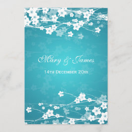 Elegant bröllop Cherry Blommar Blue Inbjudningar