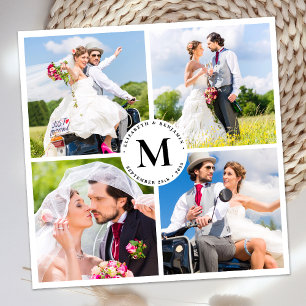 Elegant bröllop Chic Anpassningsbar Photo Collage Tack Kort