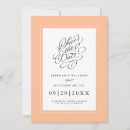 Elegant bröllop Chic Calligraphy Trendig Peach Chi Spara Datumet
