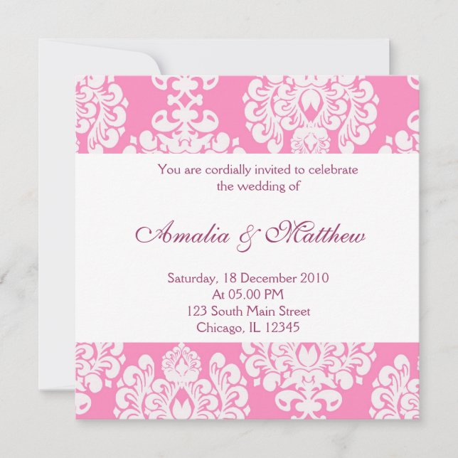 Elegant bröllop Damask Inbjudningar (Framsida)