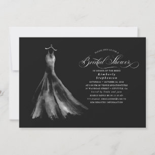Elegant bröllop Dress Black Möhippa Inbjudningar