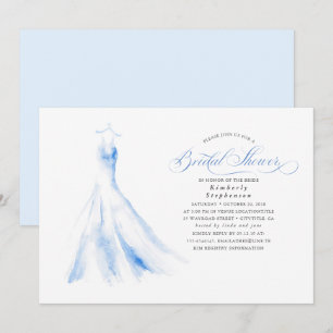 elegant bröllop Dress Dusty Blue Möhippa Inbjudningar