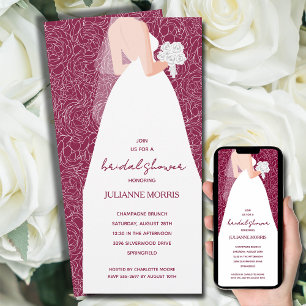 Elegant bröllop Dress Möhippa Cranberry Inbjudningar
