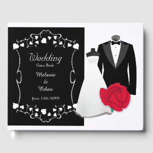 Elegant bröllop Dress och Tuxedo Bröllop Gästböcker
