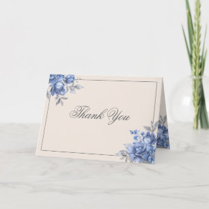 Elegant bröllop Dusty Blue Rustic Blommig Tack Kort