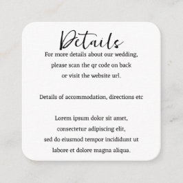 Elegant Bröllop Enkel QR-kod Tilläggskort