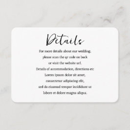 Elegant bröllop enkel QR-kod Tilläggskort